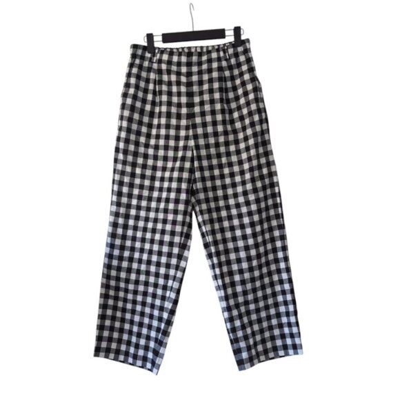 Niko And... Japan Gingham Picnic Straight Barrel Cropped Stretch Waist Pants 4 - Picture 2 of 10